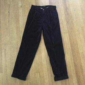 Bill Blass Black, Pleated Corduroy Pants, Cuffed Tapered Leg, 34 x 34